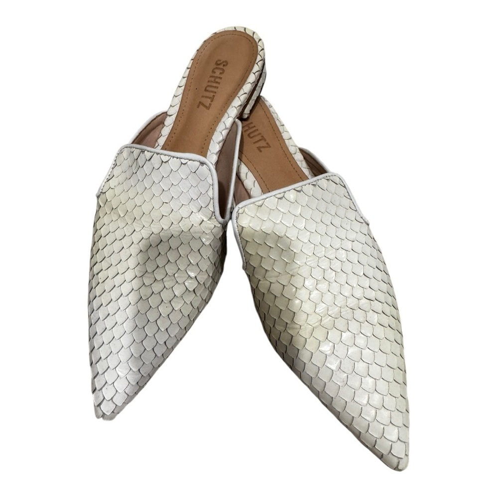 Schutz Leather White Women's Mules US 9